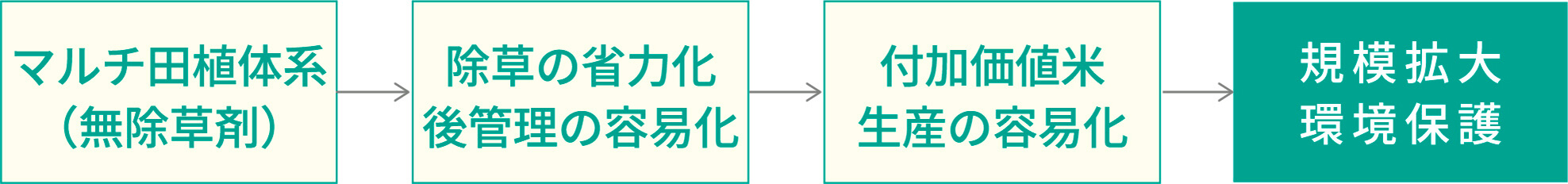 マルチ田植体系（無除草剤） 除草の省力化後管理の容易化 付加価値米生産の容易化 規模拡大環境保護