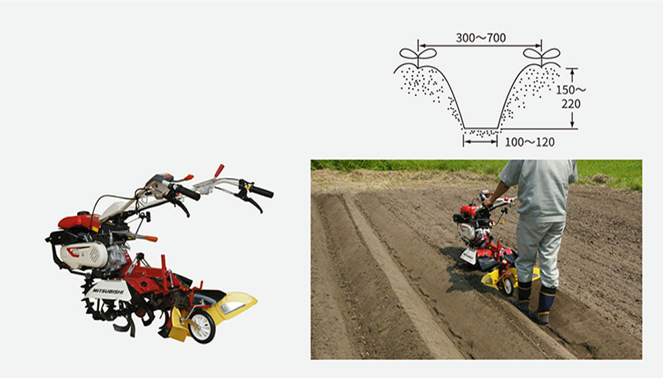 多彩なアタッチメント Minnie Tiller Msd4a Msd6a Msdc6a ミニ耕うん機 製品情報 製品紹介 三菱マヒンドラ農機