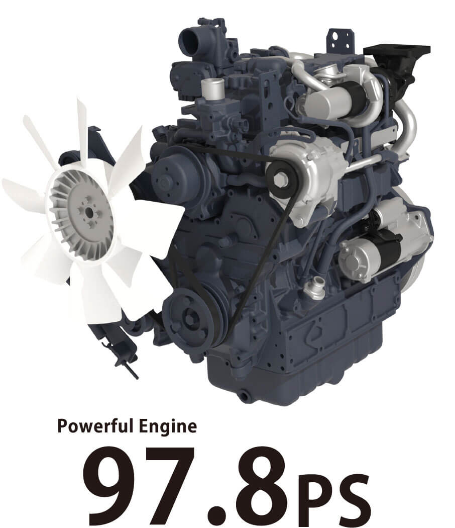 高出力＆クリーンエンジン（DPF、尿素SCR搭載）