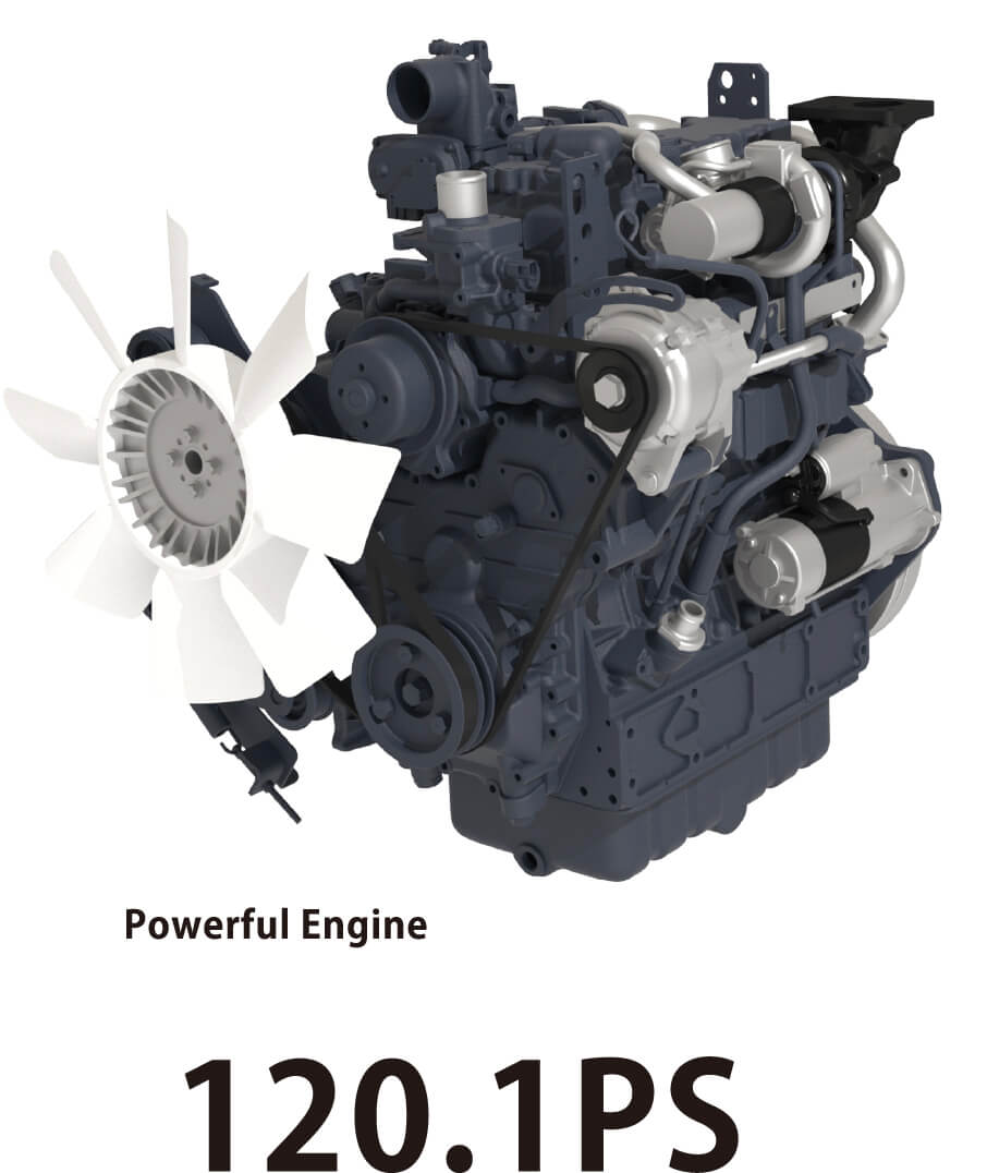 高出力＆クリーンエンジン（DPF、尿素SCR搭載）